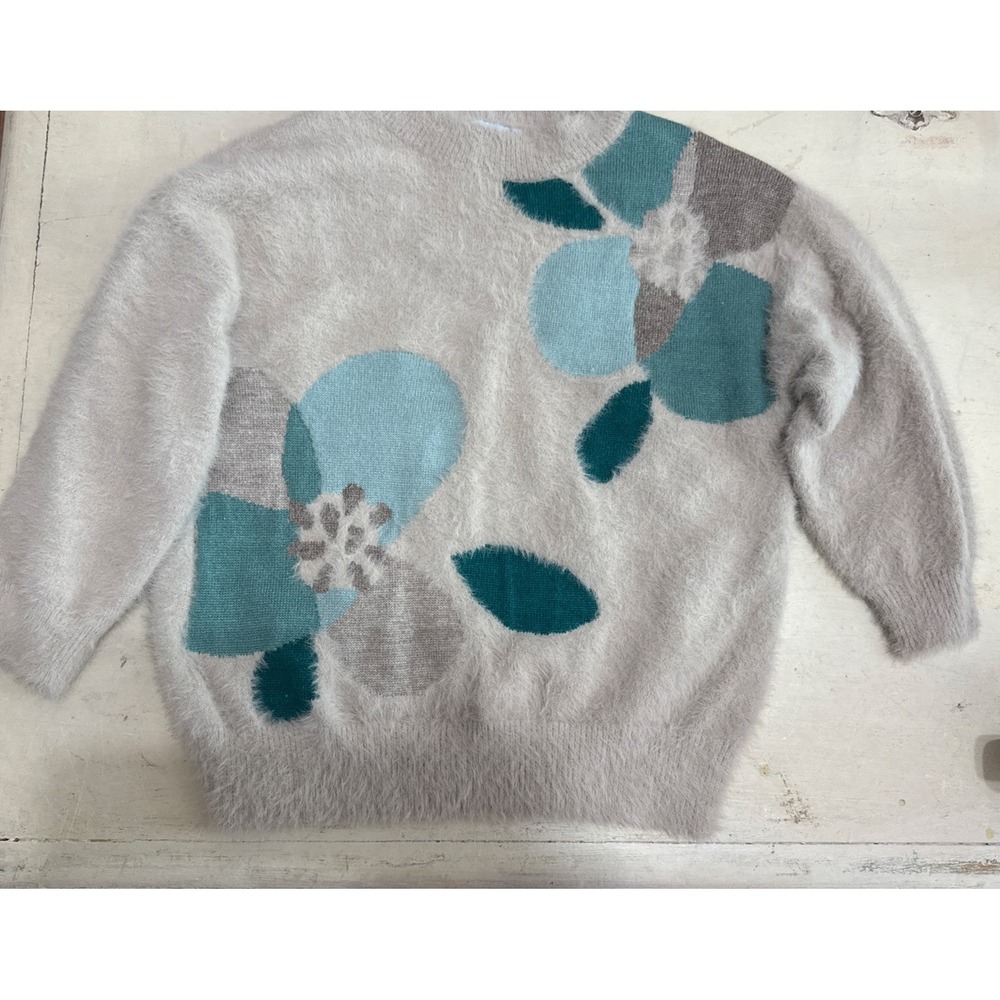 Mayoral Glitter 2 Years Tribal Fuzzy Cozy Floral Sweater Baby Girl Toddler Soft